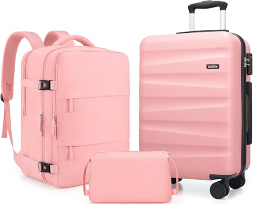 UKEIN Luggage Set with Backpack,Polycarbonate Carry On Luggage Airline Approved with Spinner Wheels, Hardshell Travel Suitcase with TSA Lock,Suitcase Set 3 Piece | Amazon (US)