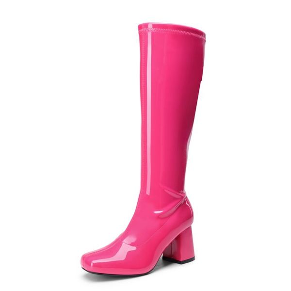 Desire Square Toe Chunky Knee High Gogo Boots | Dream Pairs