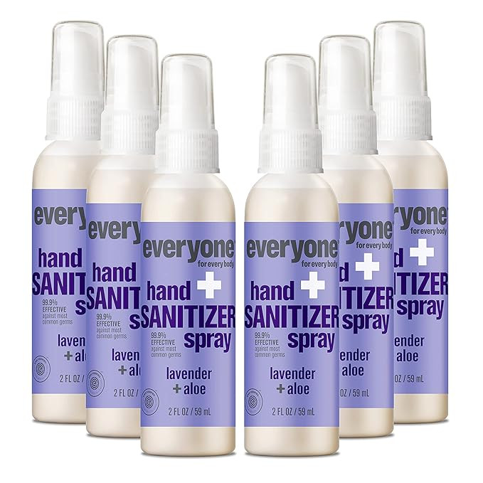 Everyone Hand Sanitizer Spray, 2 Fl Oz (Pack of 6), Lavender and Aloe, Plant Derived Alcohol with... | Amazon (US)