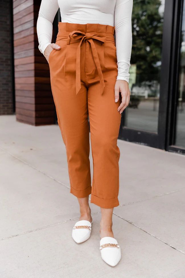 Let It Go Rust Paperbag Pants FINAL SALE | The Pink Lily Boutique