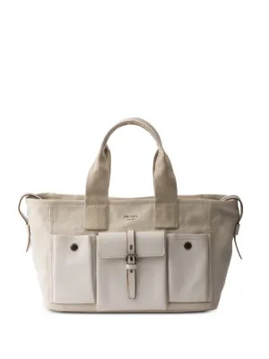 Prada Route Large Canvas And Leather Tote Bag | Neutrals | FARFETCH | Farfetch Global