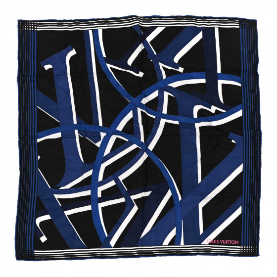 LOUIS VUITTON Silk Square Scarf Black Blue | Fashionphile