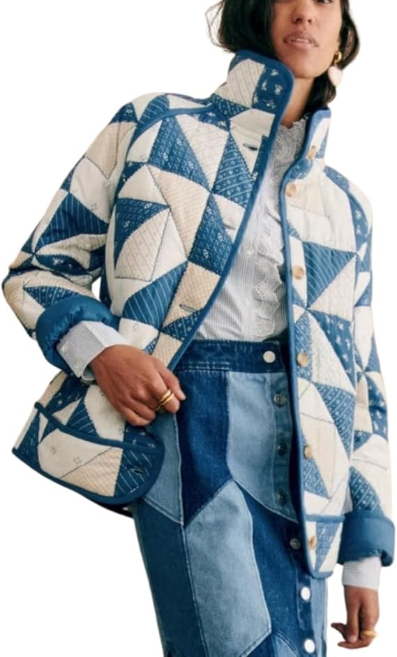 Printed Flower Cotton Jacket Women Long Sleeve Single Breasted Short Women's Cropped Floral Quilt... | Amazon (US)