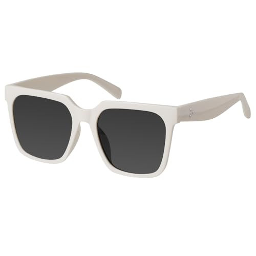 mosanana Oversized Square Sunglasses for Women Large Wide Ladies Trendy Retro Cute Trending Classic 2025 Shades Sun Glasses White Grey MS51917 | Amazon (US)