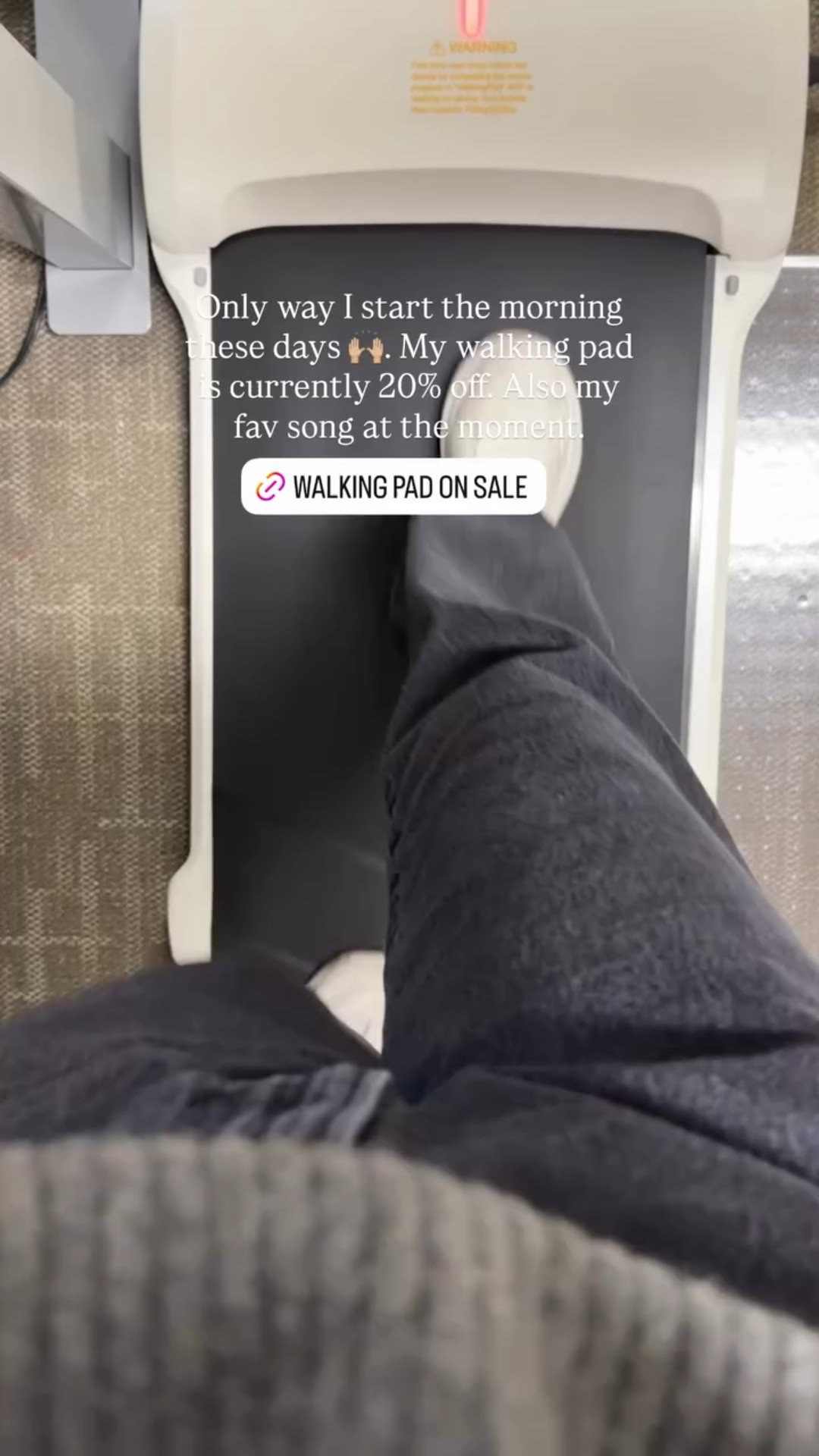 Only way I start the morning these days 🙌🏼. My walking pad is currently 20% off. Also my fav song at the moment.