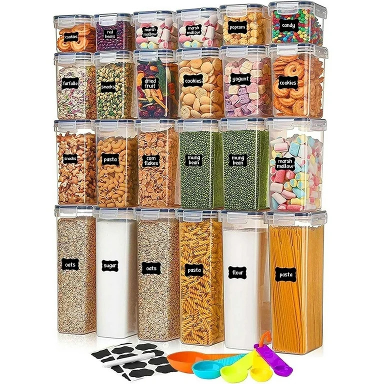 stusgo 24 Pack Airtight Food Storage Containers with Lids, Plastic Kitchen and Organization Canis... | Walmart (US)