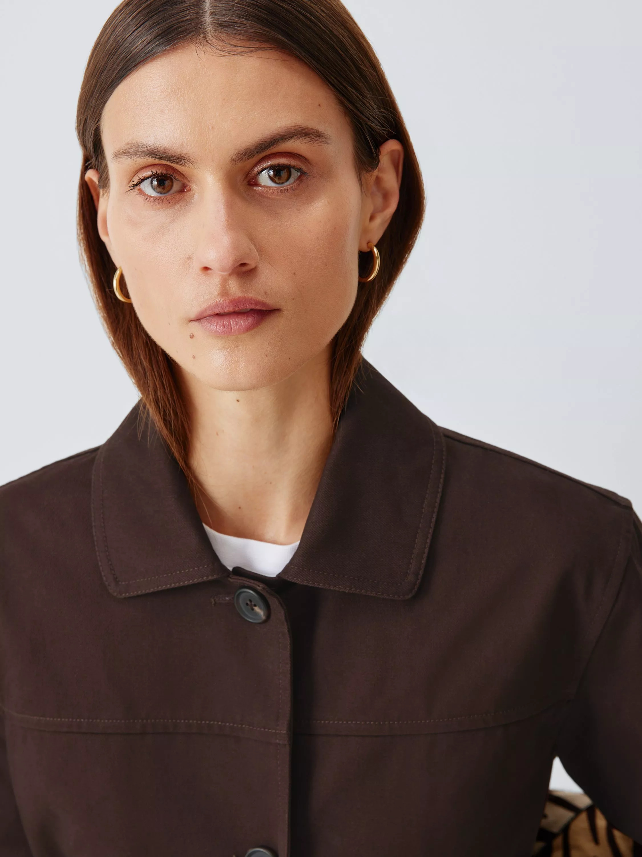 Cotton Twill Utility Jacket, Chocolate | John Lewis (UK)