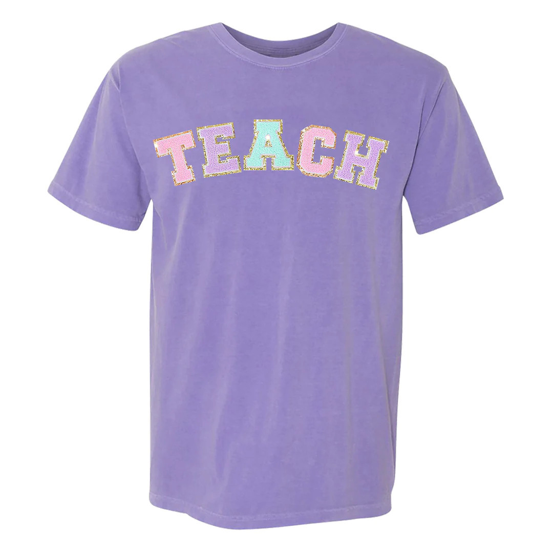 Teach Letter Patch Comfort Colors T-Shirt | United Monograms