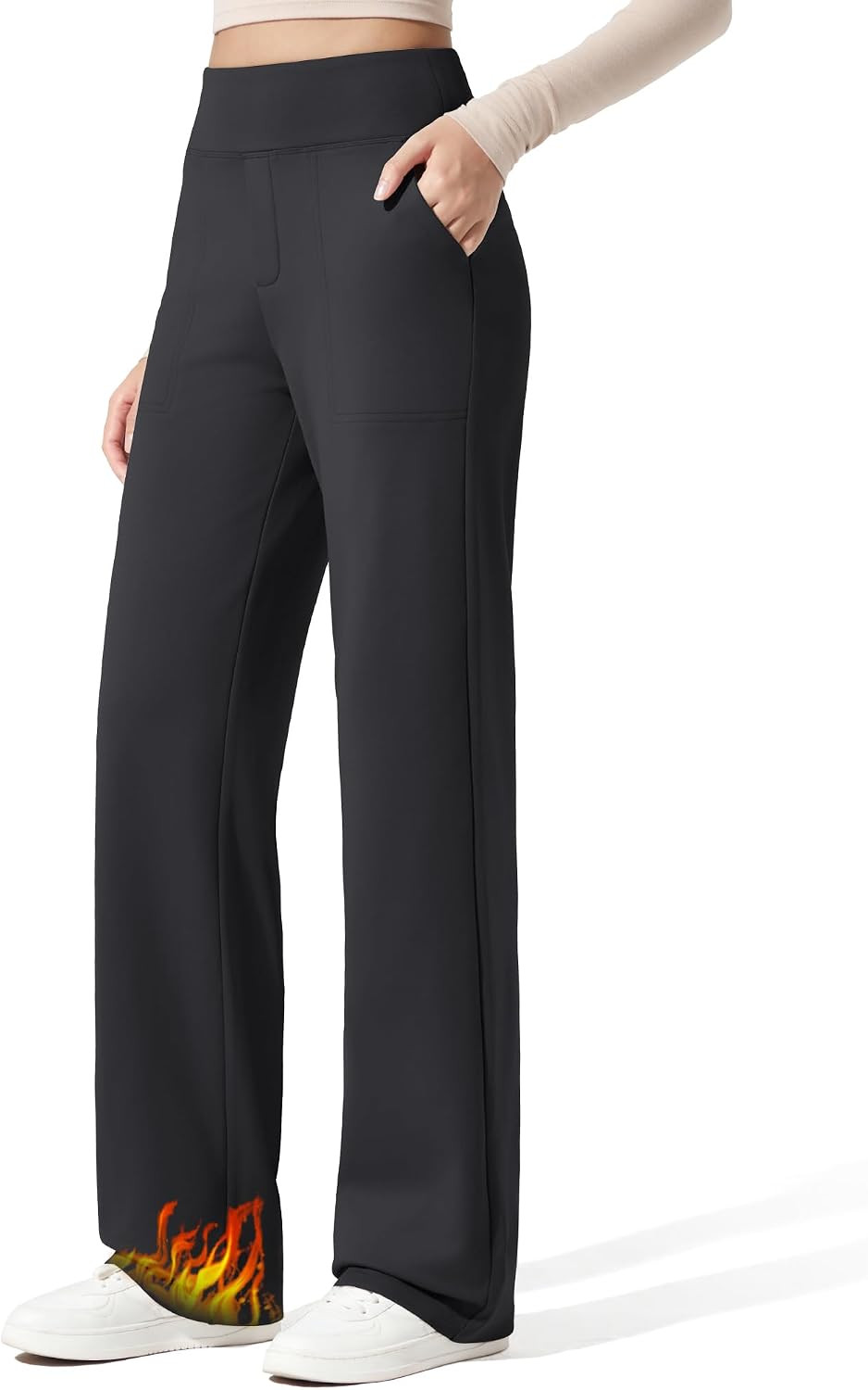 G4Free EverGoing Fleece Lined Wide Leg Pants for Women Dressy Work Casual | Amazon (US)