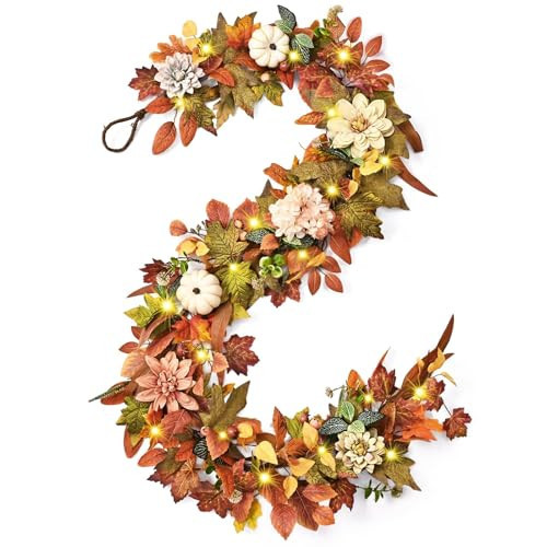 Fall Decorations for Home, Fall Garland for Mantle with Lights | Amazon (US)