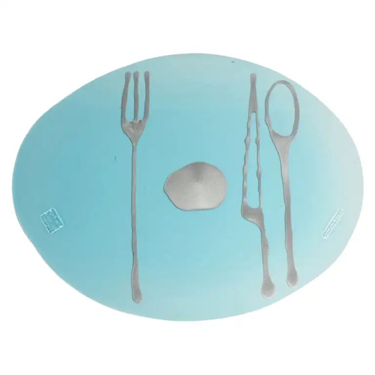 Set of 4 Table Mates Placemats in Clear Aqua and Silver by Gaetano Pesce | 1stDibs