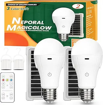 Neporal MagicGlow Rechargeable Solar Light Bulbs with Remote, USB+Solar Rechargeable Bulbs,3 Colo... | Amazon (US)