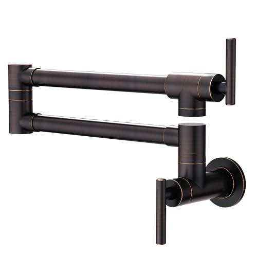GIMILI Pot Filler Faucet Oil Rubbed Bronze Commercial Wall Mount Faucet Pot Filler Folding Faucet Stretchable Double Joint Swing Arm Pot Filler Copper Rotatable Wall Faucet | Amazon (US)