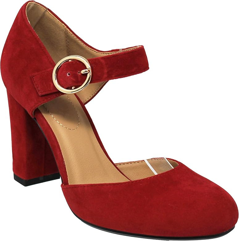 Comfort Nola Women's Closed Toe Ankle Strap Block Heel | Amazon (US)