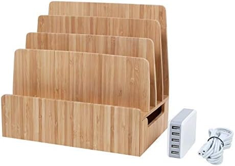 Amazon.com: MobileVision Bamboo Charging Station & Multi Device Organizer Slim Version w/ 5-USB P... | Amazon (US)