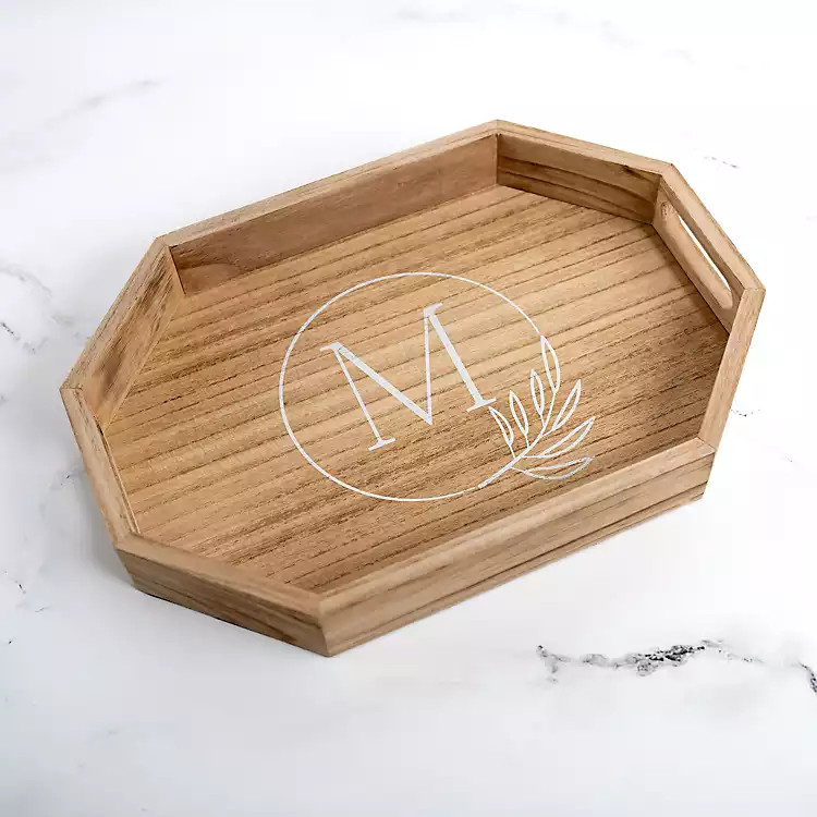 Natural Wood Monogram M Decorative Tray | Kirkland's Home