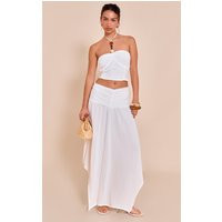 White Asymmetric Hem Maxi Skirt | PrettyLittleThing US