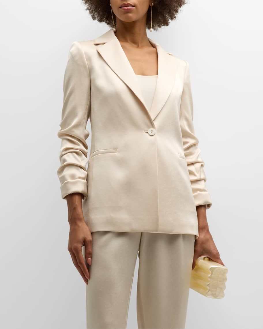 Alice + Olivia Pailey Satin Notch-Collar Blazer | Neiman Marcus