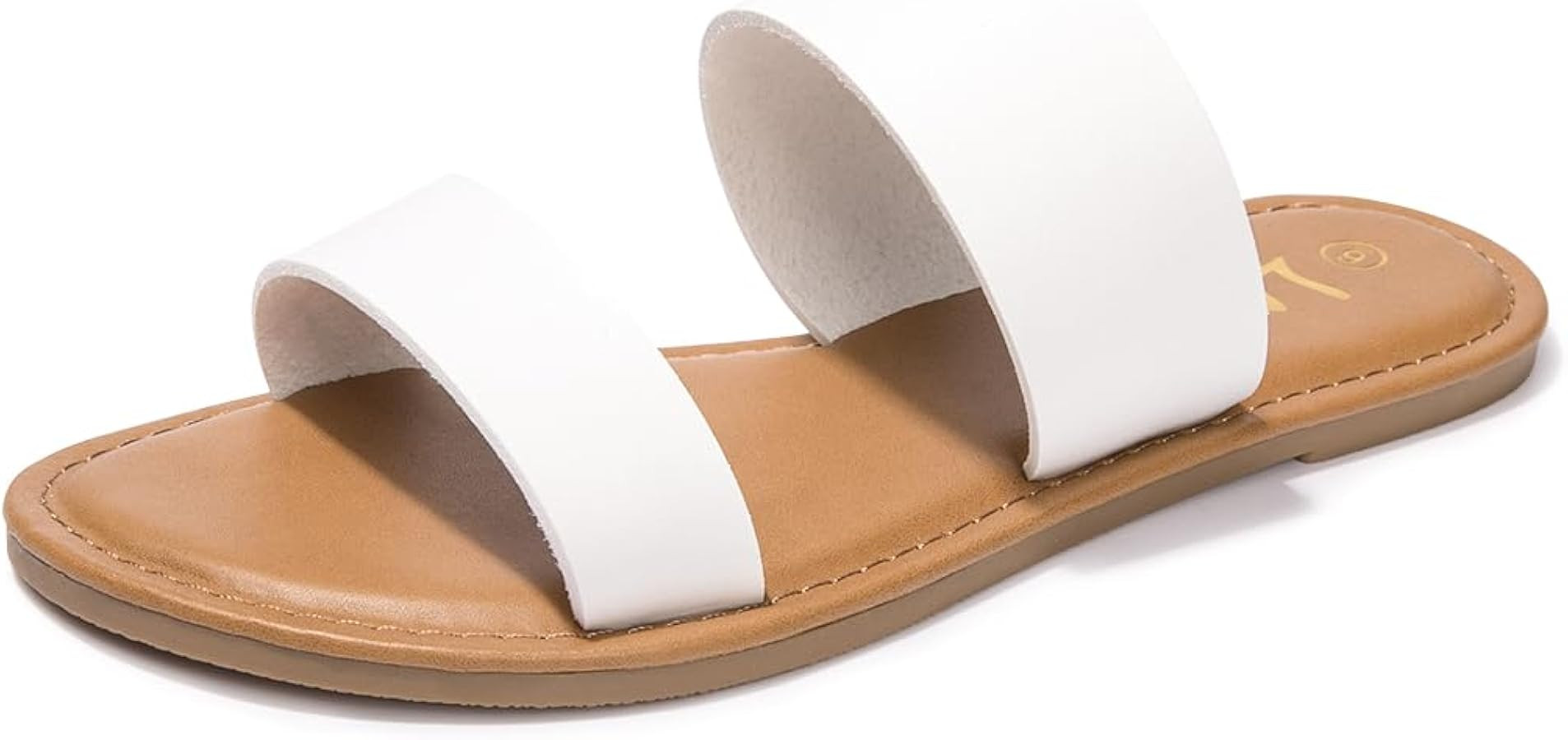 LM Women's Braided Slide Sandals Open Toe Two Band Slip On Flat Sandals Casual Summer Sandals | Amazon (US)