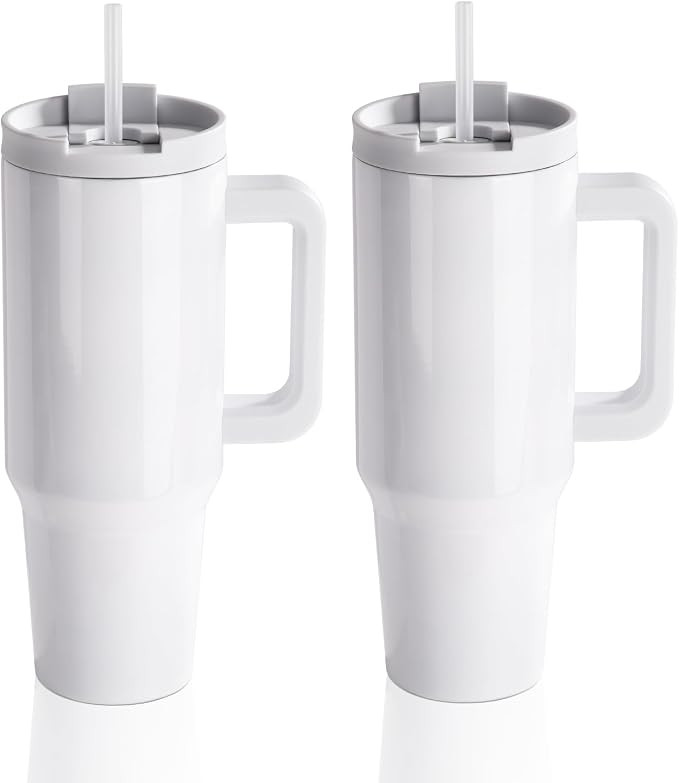 PYD Life 2 Pack 40 OZ Sublimation Tumblers with Removable Handle White Blanks Stainless Steel Cup... | Amazon (US)