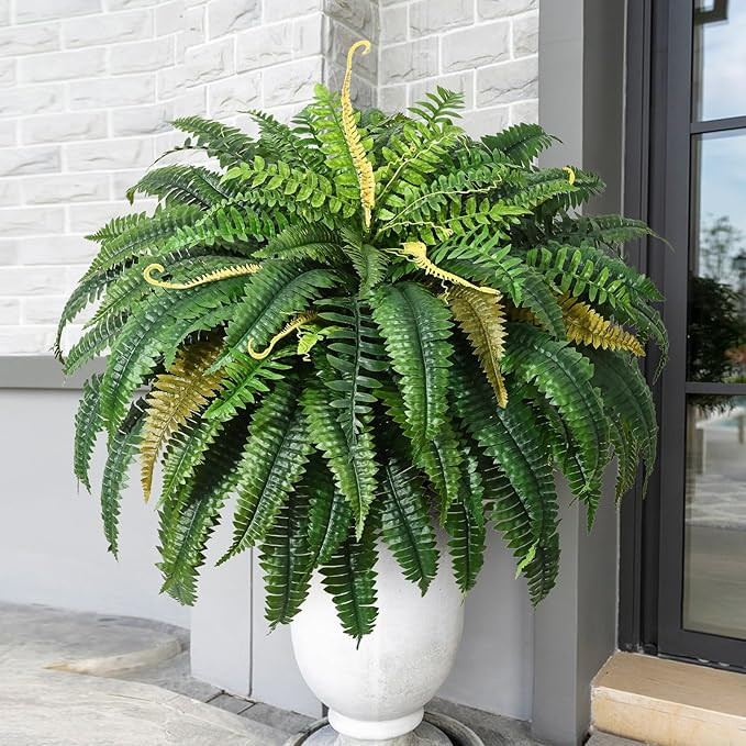 MARTINE MALL 48 inch 88 Leaves XXL Large Fake Ferns Artificial Ferns for Outdoors Look Real, UV R... | Amazon (US)