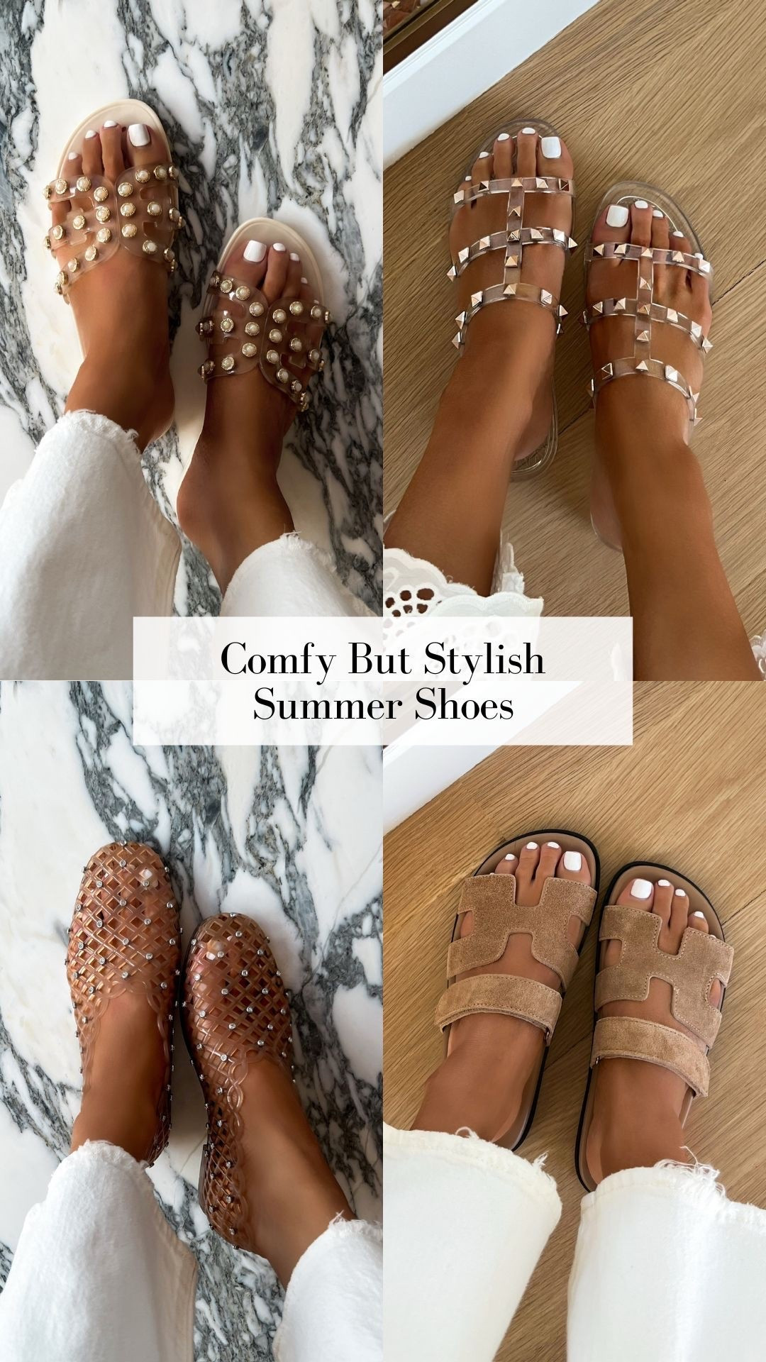 The best summer sandals / affordable summer shoes

Amazon jelly sandals
Steve Madden jelly flats 
Sam edelman jelly slides
Amazon Hermes slides

#LTKmomlife #LTKOver40 #LTKSeasonal