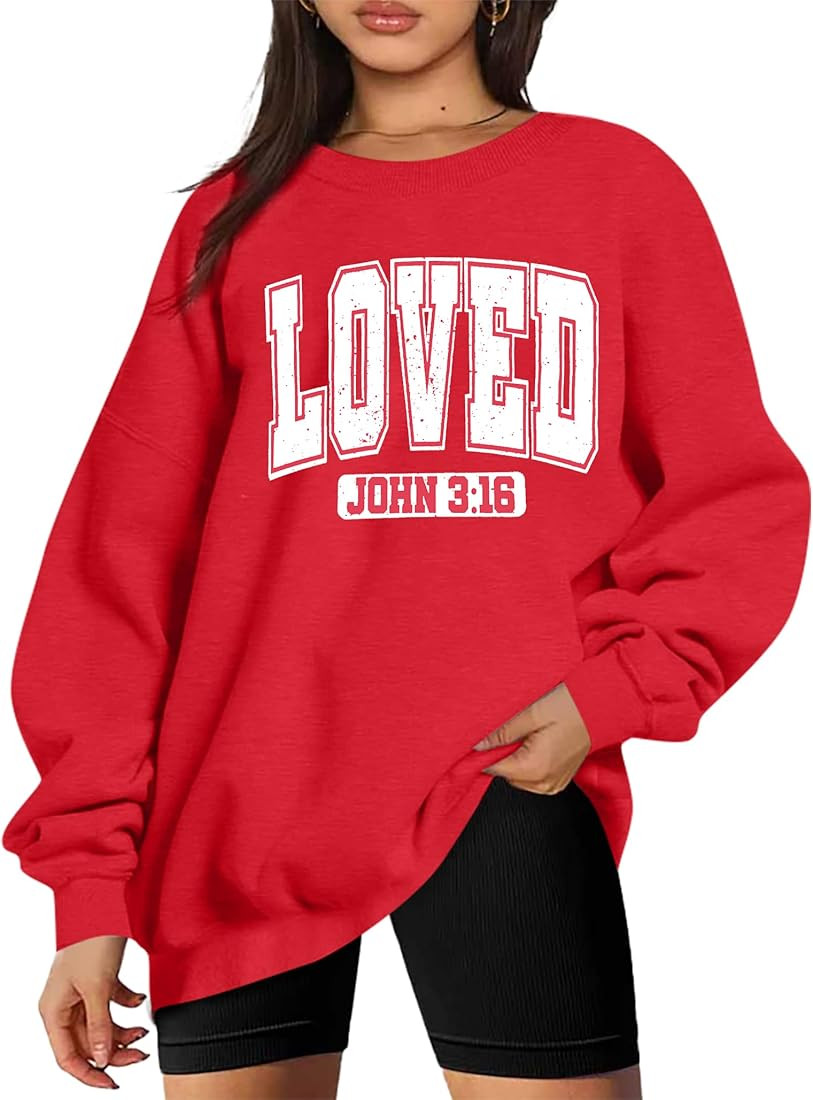 UNIQUEONE Valentines Sweatshirts for Women Love Sweatshirt Love Heart Graphic Pullover Cute Holid... | Amazon (US)
