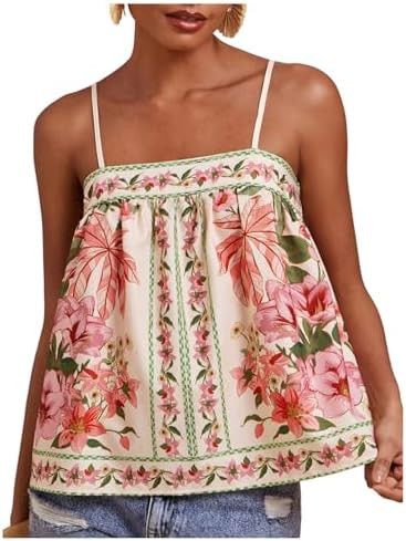 SOLY HUX Women's Boho Floral Cami Top Spaghetti Strap Sleeveless Vacation Summer Camisole | Amazon (US)
