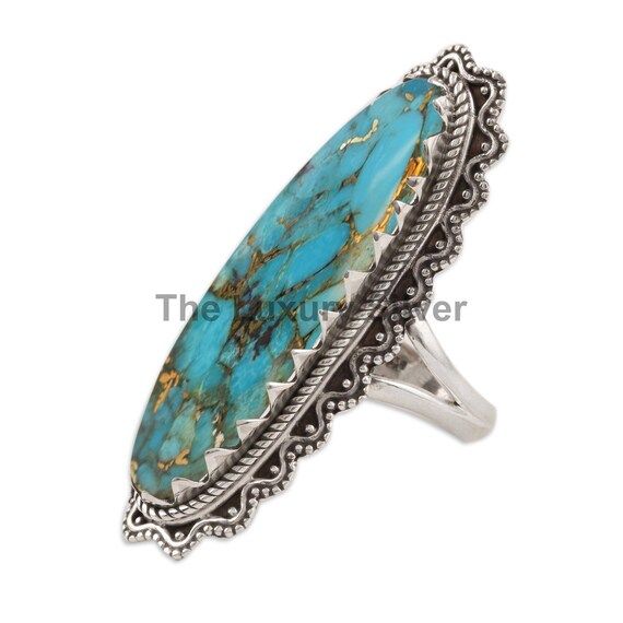 Boho Turquoise Ring, Silver Turquoise Ring, Turquoise Ring, 925 Silver Ring, Sterling Silver Ring... | Etsy (US)