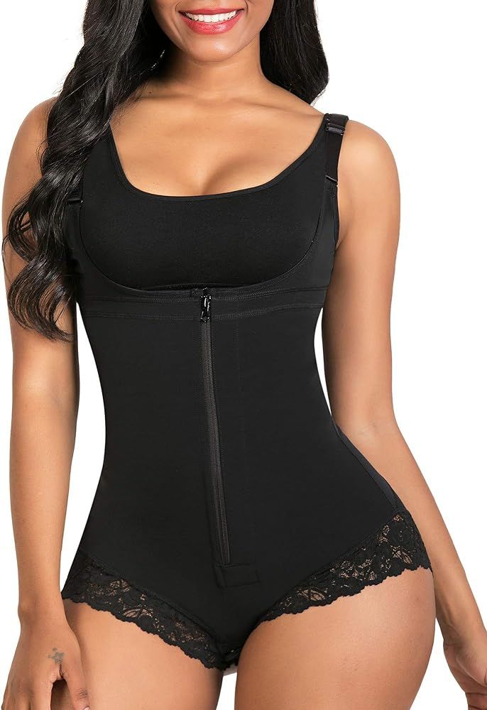 SHAPERX Shapewear for Women Tummy Control Fajas Colombianas Zipper Open Bust Bodysuit | Amazon (US)