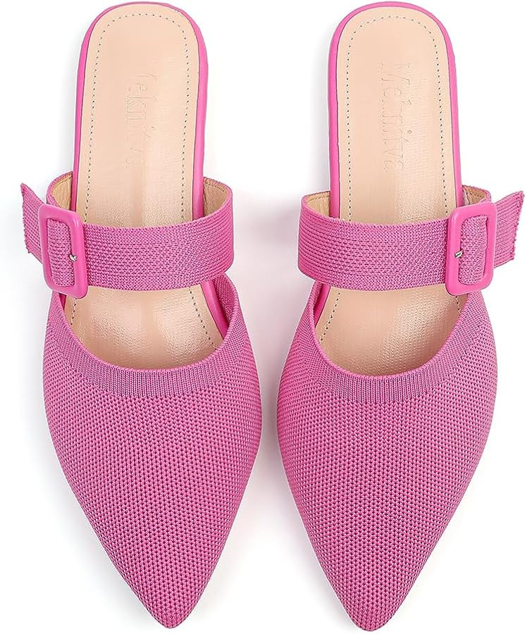 Pointed Toe Mules for Women Flats，Slip On Mules Backless，Wide Width Mules，Mule Slides Flats... | Amazon (US)