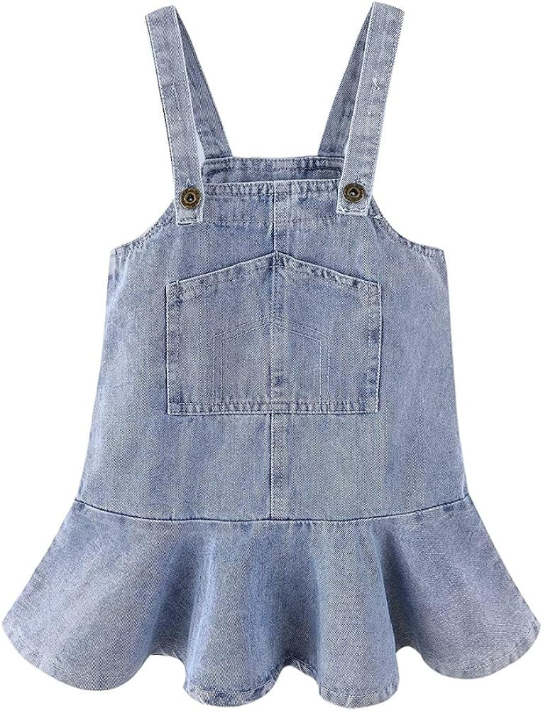 Mud Kingdom Little Girls Denim Overall Dress Bib Adjustable Strap Jumper | Amazon (US)