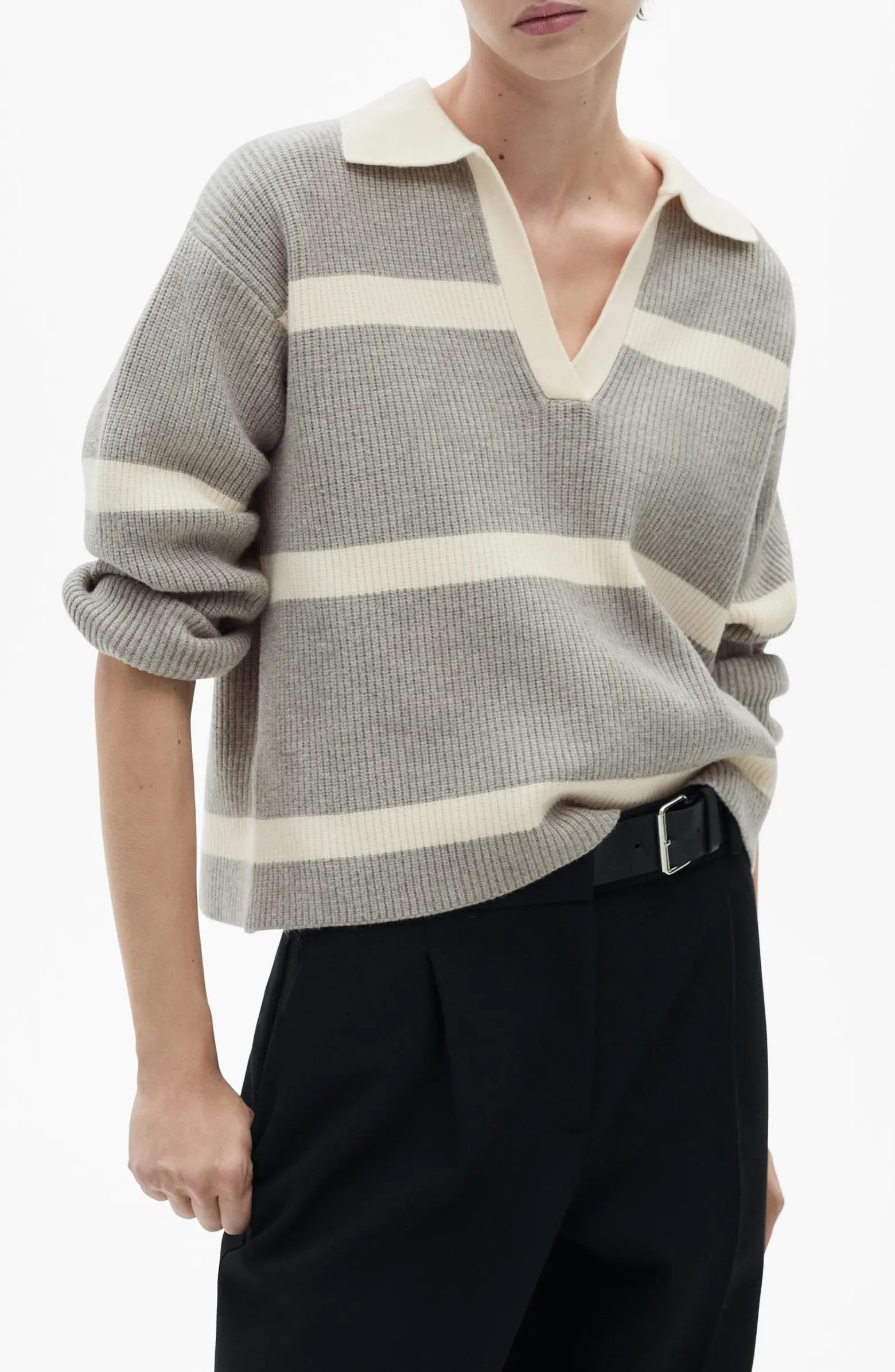 MANGO Johnny Collar Polo Sweater | Nordstrom | Nordstrom
