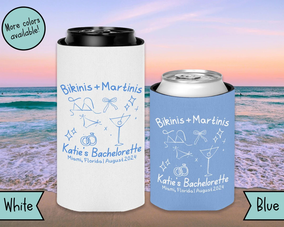 Custom Bikinis and Martinis Can Coolers Bikini Martini Bachelorette Party Favors Martini Themed B... | Etsy (US)