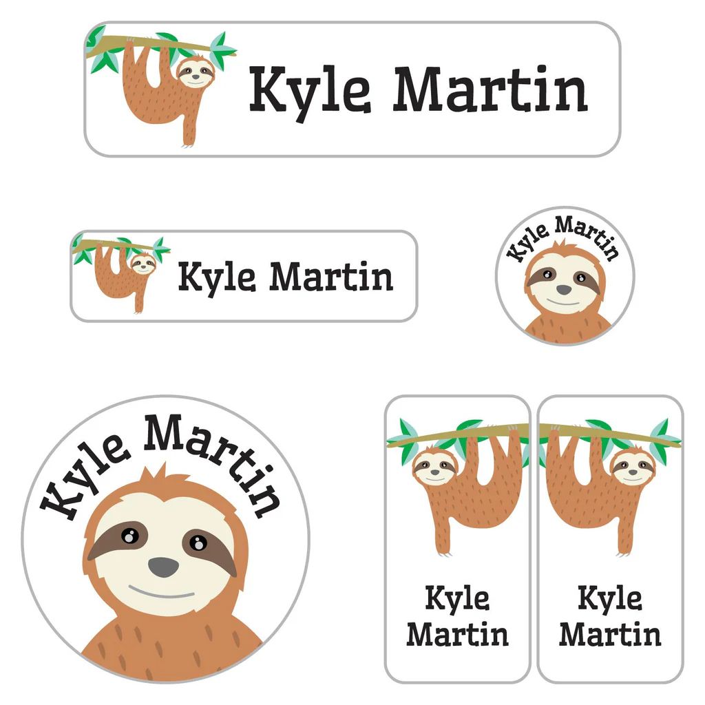 Sloth Kindergarten Labels Pack | Name Bubbles