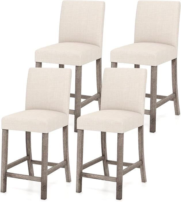 Counter Height Bar Stools Set of 4, 24.5'' Fabric Upholstered Barstools Mid Century Modern Island... | Amazon (US)