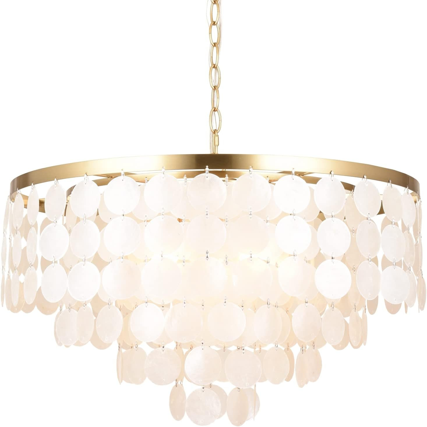 ALICE HOUSE 24" Dining Room Chandeliers, Brushed Brass Finish, 5 Light Coastal Ceiling Hanging Li... | Amazon (US)