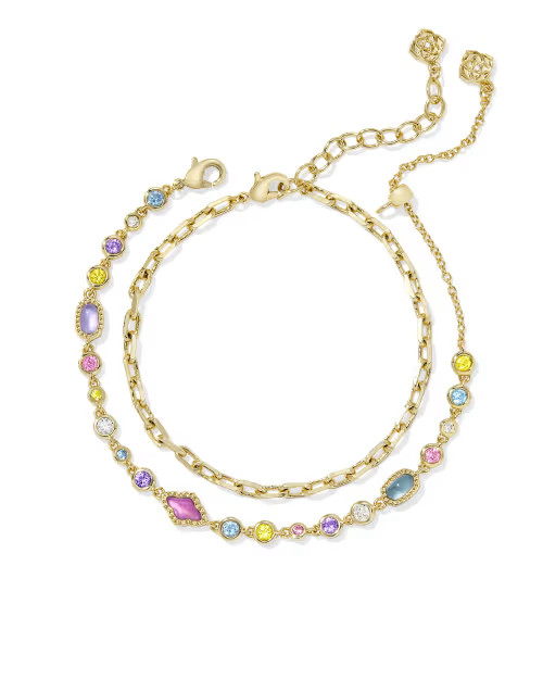 Mini Elisa and Abbie Gold Set of 2 Delicate Chain Bracelets | Kendra Scott