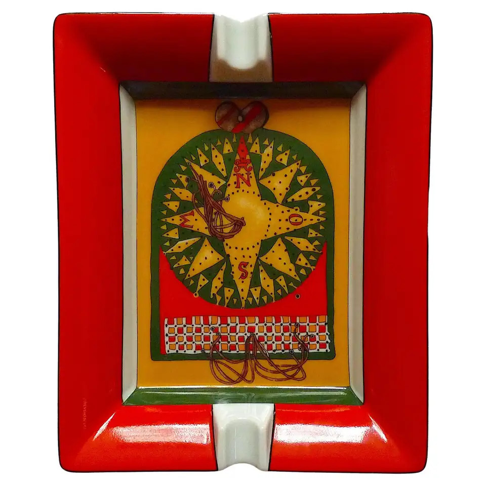 Hermes Cigar Ashtray Change Tray Red Compass Perfect Condition | 1stDibs