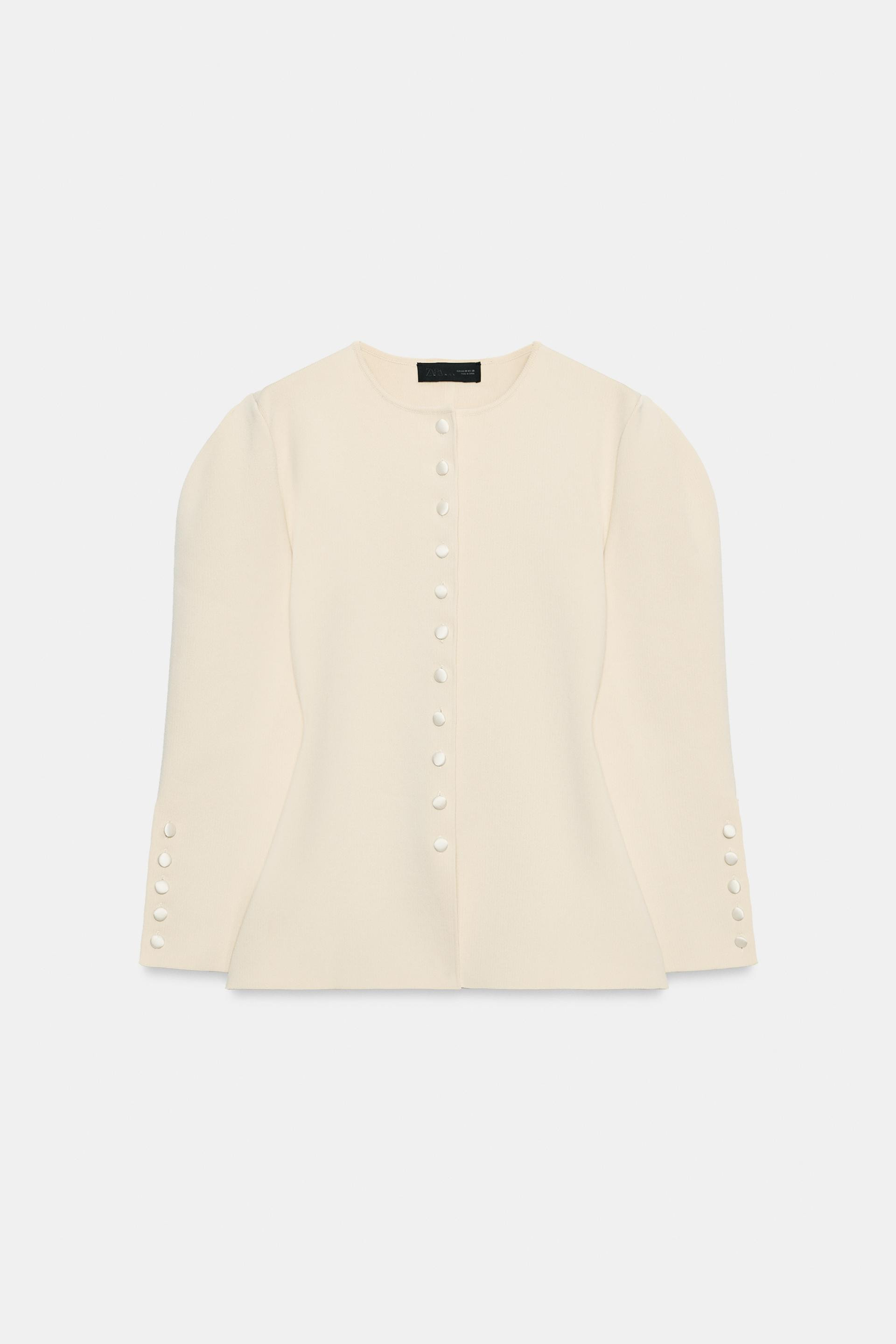 Zara - Fitted Knit Jacket - Vanilla - S - Woman | Zara US