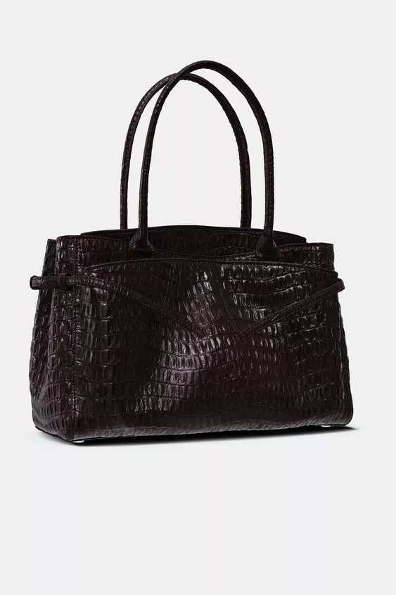 EMBOSSED LEATHER CITY BAG | Zara US