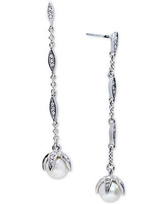 Lauren Ralph Lauren Silver-Tone Imitation Pearl and Crystal Star Linear Drop Earrings | Macys (US)