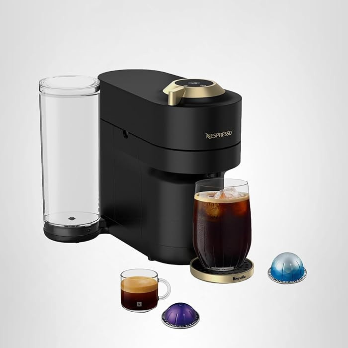 Nespresso Festive Vertuo Pop+ Coffee and Espresso Maker by Breville, Matte Black Gold | Amazon (US)