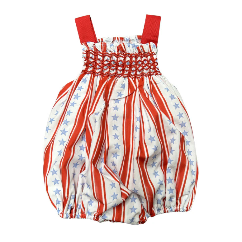 Girls Stars and Stripes Smocked Bubble | Hamner Hill