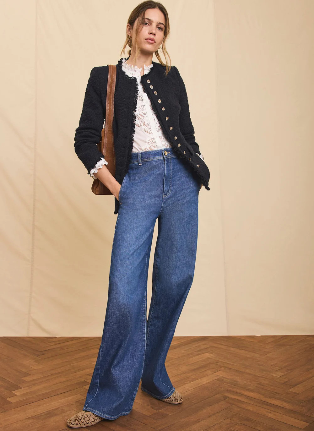 Navy Boucle Tweed Jacket | Mint Velvet