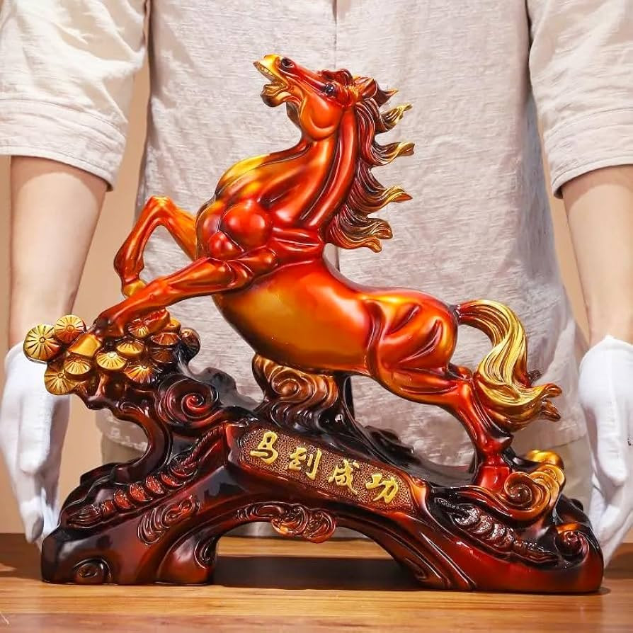 13.8" Lucky Horse Statue, Figurine for 2026 Chinese New Year, Feng Shui Office Desk Decor for Wea... | Amazon (US)