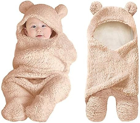 XMWEALTHY Cute Newborn Baby Boys Girls Blankets Plush Swaddle Blankets Brown | Amazon (US)