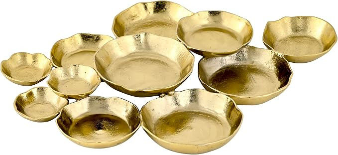 Cruiser’s Caché 24" Cluster of 11 Serving Bowls. Rustic Gold Finish, Hand-Crafted, Artisan Mad... | Amazon (US)