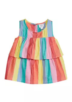 Girls 4-6x Layered Woven Striped Tank Top | Belk