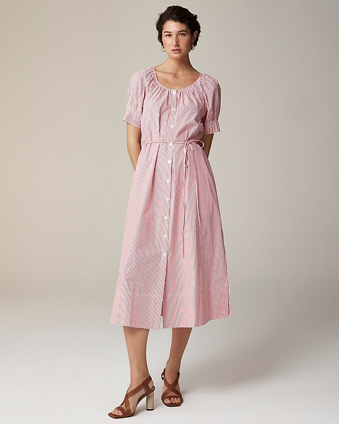 Button-up midi dress in striped cotton poplin | J. Crew US